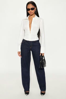 Let It Happen Slim Straight Leg Jeans - Dark Wash