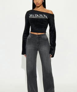 Sidelines Wide Leg Jean - Grey