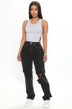 MC-0089 Leave It To Me Straight Leg Jeans - Black