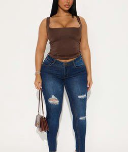 She's Fine Stretch Skinny Jeans - Dark Wash