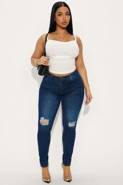 Beachwood Ripped Skinny Jeans - Dark Wash