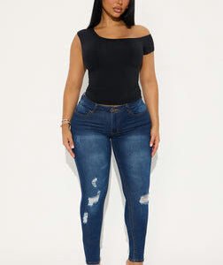 MC-0099 She's Fierce Stretch Skinny Jeans - Dark Wash
