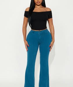 MC-0111 Classic Color Trouser Flare Jeans - Teal