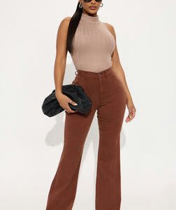 MC-0112 Classic Color Trouser Flare Jeans - Brown