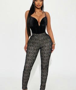 MC-0115 Call Me Up Lace Legging - Black/combo