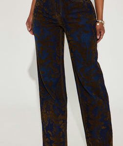 MC-0134 Keeping The Peace Velvet Stretch Straight Leg Jeans - Dark Wash