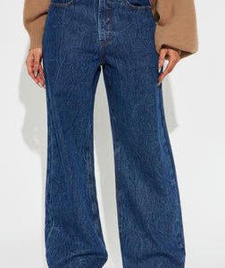 MC-0135 Set Me Free High Rise Wide Leg Jeans - Dark Wash