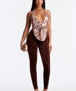 Analisa High Rise Velvet Leggings - Chocolate