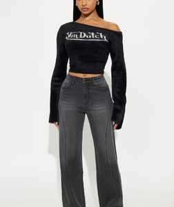 Sidelines Wide Leg Jean - Grey