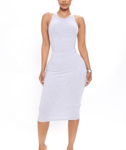 Mila Midi Dress - Heather Grey