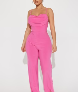 Candice Cowl Neck Jumpsuit - Hot Pink