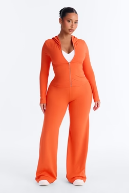 Casual Vibe Zip Up Hoodie Pant Set - Tomato Red