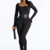 Sydney Belted Skinny Catsuit - Black