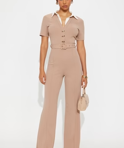 Ella Short Sleeve Jumpsuit - Taupe