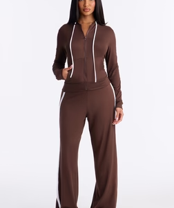Tennis Courts Wide Leg Pant Set - Chocolate