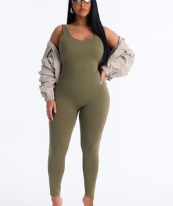 Malia Built In Bra Catsuit - Olive