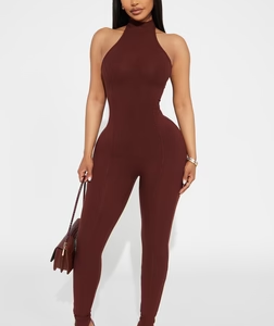 Rubi Ribbed Jumpsuit - Chocolate