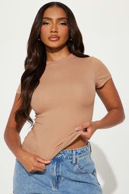 Cara Crew Neck Tee - Nude