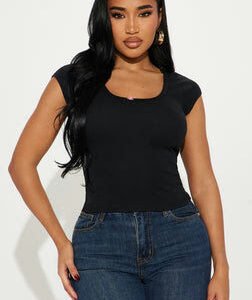 MC-0263 Adored By You Short Sleeve Top - Black