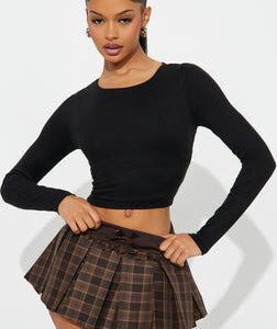 Leanne Double Lined Boat Neck Top - Black