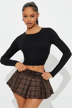 Leanne Double Lined Boat Neck Top - Black
