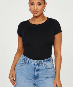 MC-0292 Alyssa Crew Neck Top - Black