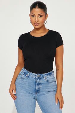 Alyssa Crew Neck Top - Black