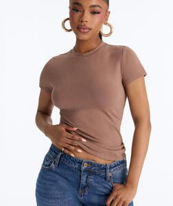 Camilla Classic Fit Crew Neck Tee - Taupe