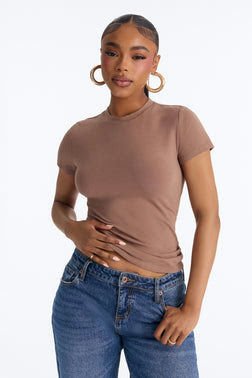 Camilla Classic Fit Crew Neck Tee - Taupe