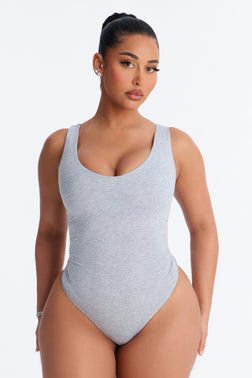 Savannah Double Lined Jersey Bodysuit - Heather Grey
