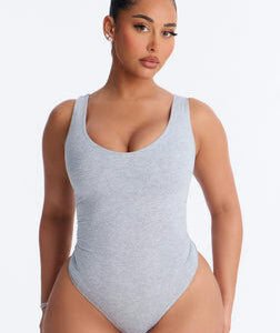 Savannah Double Lined Jersey Bodysuit - Heather Grey