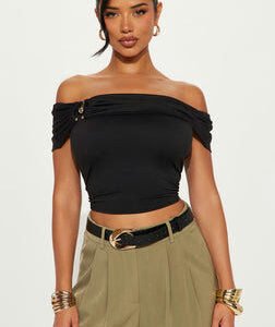 My Everything Ruched Off Shoulder Top - Black