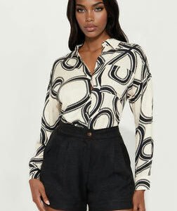 On The Go Printed Shirt - Cream/combo