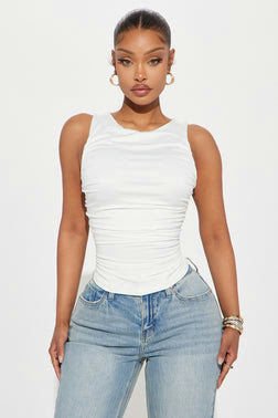 MC-0317 Adore Her High Neck Top - White