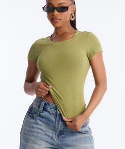 MC-0325 Alyssa Crew Neck Top - Olive
