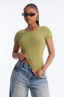 Alyssa Crew Neck Top - Olive