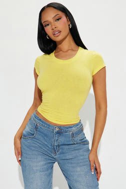 Alyssa Crew Neck Top - Yellow
