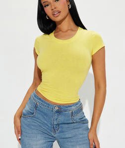 MC-0327 Alyssa Crew Neck Top - Yellow