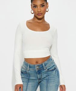 Soft Touch Scoop Neck Lace Trim Top - Off White