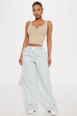 MC-0344 On My Way Out Baggy Relaxed Jeans - Light Wash