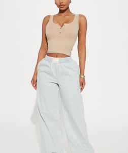 MC-0345 On My Way Out Baggy Relaxed Jeans - Light Wash