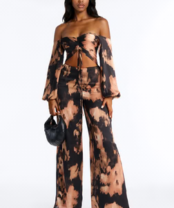 Simone Satin Wide Leg Jumpsuit - Black/combo