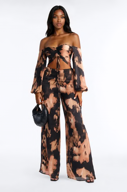 Simone Satin Wide Leg Jumpsuit - Black/combo