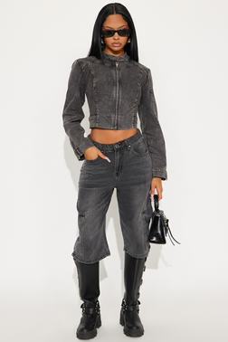 MC-0351 Need For Speed Denim Moto Jacket - Black