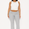 Korey Waffle Knit Fold Over Pants - Heather Grey