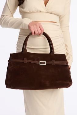 Consider This Faux Suede Shoulder Bag - Brown