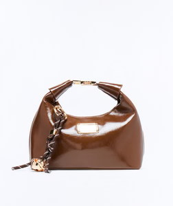 Can't Take It Back Faux Leather Satchel Bag - Brown