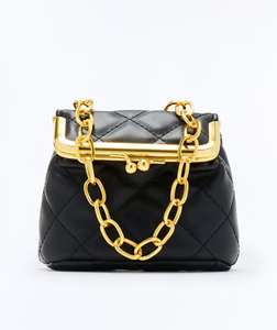 Keep The Change Mini Quilted Faux Leather Bag - Black