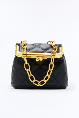 Keep The Change Mini Quilted Faux Leather Bag - Black