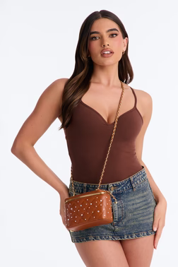 Sparks Fly Faux Leather Crossbody Bag - Cognac